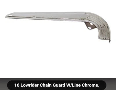NUEVO PROTECTOR CADENA BICICLETA CROMO/PLATA 16" BICICLETAS CRUCERO BMX LOWRIDER, 14 1/2 LARGO Foto 1 de 3