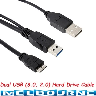 Dual USB 3.0 2 Hard Drive HDD Data Type A Male to Micro B Y Male Cable HighSpeed - image 1 of 4