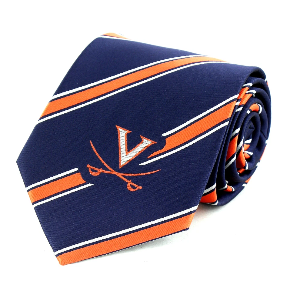 Corbata para hombre Virginia Cavaliers logotipo universitario a rayas azul  Foto 1 de 1