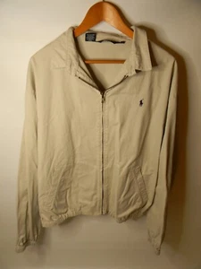 Vintage Polo Ralph Lauren hellbraune 100% Baumwolle Jacke Größe XL Made in USA blau Pony - Bild 1 von 9