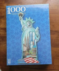 STATUE OF LIBERTY 18.5" X 42" 1000 Piece Shaped Puzzle (F.X. Schmid) NEW SEALED - Picture 1 of 11