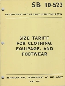 Historical book for Size Tariff for Clothing, Equipage and Footwear, US Army - Foto 1 di 1
