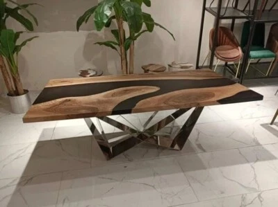 Luxury Resin Dining Table | Handmade Wooden Coffee & Office Table Set - Image 1 of 4