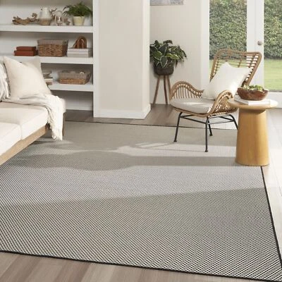 Alfombra Nourison Courtyard negra blanca 8' x 10' - Fácil limpieza, no Foto 1 de 4