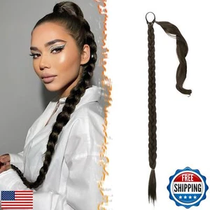 BARSDAR 30 Inch Long Braided Ponytail Extension with Hair Tie - Straight Slee - Picture 1 of 5