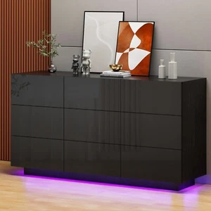 9 Drawers Chest Of Dresser Storage Tower Cabinet Bedroom Organizer with Light - Picture 1 of 51