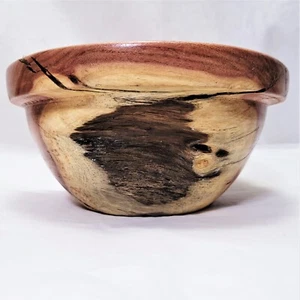 Sweet Acacia Signed Wood Bowl Hand Carved Artisan Boho Primitive Distressed - Picture 1 of 10