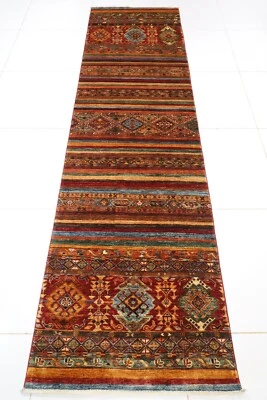 10 ft Hallway Tribal Runner Rug Afghan Hand Knotted Orientel Veg Dye Wool Rug - Image 1 of 4