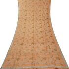 Vintage Orange Sarees 100% Pure Silk Handloom Khadi Sari Heavy Craft Fabric