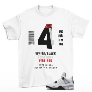 Camisa Etiqueta Zapatilla A Juego Jordan 4 Retro Blanco Cemento FV5029-100 - Imagen 1 de 2