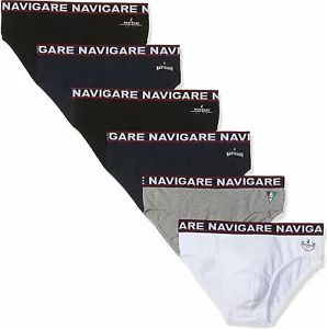 SLIP UOMO COTONE ELASTICIZZATO COLORATO 6 PEZZI NAVIGARE ART 324 S,M,L,XL,XXL - Foto 1 di 2