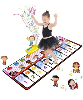 INNEDU Tanzmatte,Klaviermatte mit Hell Lichtknopf & 8 Musikinstrumenten,100*40cm