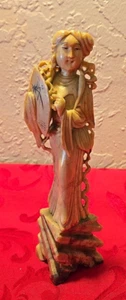 Antique Hand Carved Chinese Tianhuan Shoushan Guanyin Kwan Yin Geisha Figure - Picture 1 of 6