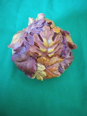 Papel Giftware Vela Tarro Topper Otoño Otoño Colores Hojas 3" O.D.  Resina  Foto 1 de 4