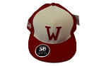 Casquette chapeau de basket-ball homme Stall & Dean « W » rouge et ivoire neuf avec étiquettes 7 1/4, 7 5/8