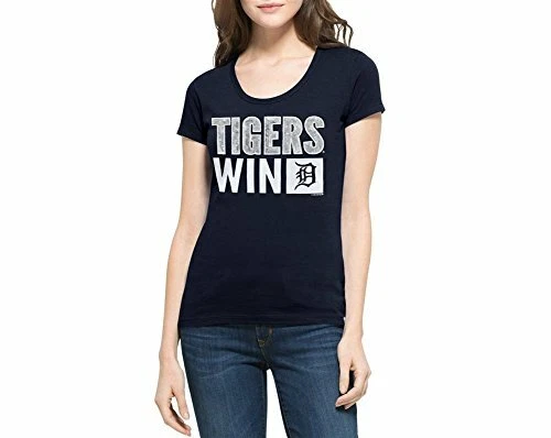 '47 MLB Detroit Tigers Women's Sparkle Scoop Neck Tee, Medium, Fall Navy - Image 1 of 1