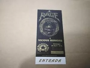 Rage Vicious Rumors Dimanche 29 Avril Madrid - Entrée Ticket - Picture 1 of 1