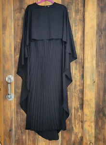 Uoozee Dress Womens Size XL Cape High-Low Pleated Evening Kimono Black New - Picture 1 of 15