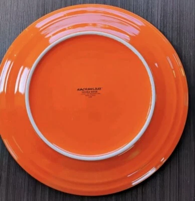 Set of 2 ~ RACHAEL RAY Double Ridge ORANGE ~ 11” Dinner Plates - Image 1 of 2