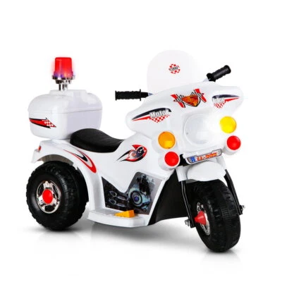 Rigo Kids Electric Ride On Police Motorcycle Motorbike 6V Battery White - image 1 of 4
