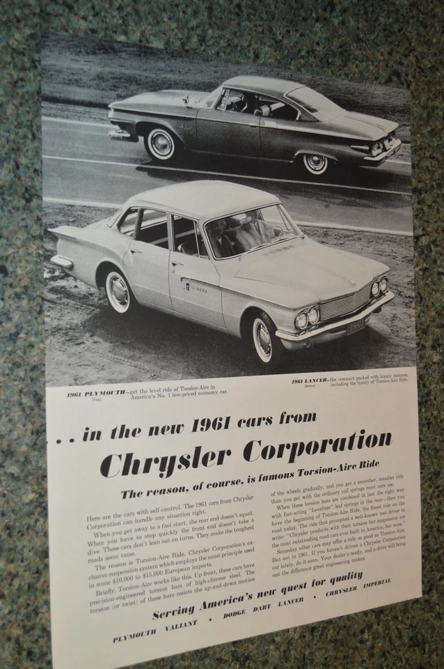 Plymouth Fury/Dodge Lancer 1961 anuncio impreso original grande 61 Foto 1 de 1