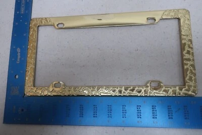 License Plate Frame Gold Nuggets Golden Die Cast Tag Car Metal Auto Holder F15 - Image 1 of 2