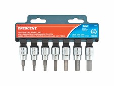 Crescent Assorted Sizes x 3/8 in. Metric 6 Hex Bit Socket Set 7 pc.