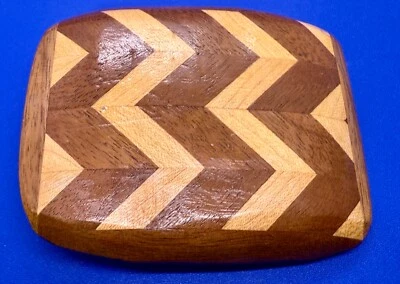 Exótico Artesanal Madera sobre Metal Patrón Geométrico Boho Hippie Ambiente Hebilla de Cinturón Foto 1 de 4