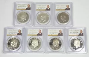 LOT x 7 Eisenhower Dollars 1971,2,3,4,6,7,8 PCGS PR 69 DCAM 40th Anniv Holder - Picture 1 of 4