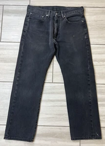 Levi's 505 Straight Relaxed Leg Jeans Men's 34X30 Black Faded Distressed - Picture 1 of 7