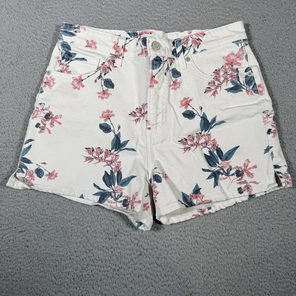 Lucky Brand Jean Shorts Women’s Size 8/29 Pins White Floral 3” Inseam Flat Front - Image 1 of 4