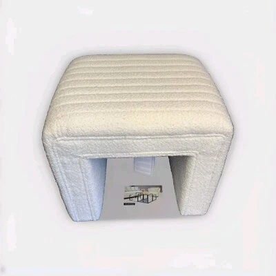 Ottoman Small White Home Décor Cream Boucle Tufted Ushape Make-up Chair - Image 1 of 4