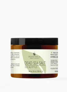 Exfoliante corporal de sal del mar muerto orgánico de eucalipto 100% natural con vitamina E pura - Imagen 1 de 6