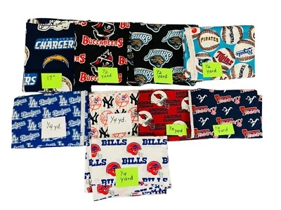 Lot of 9 Sports themed cotton remnant fabrics - Image 1 of 4