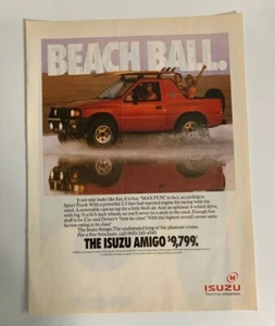 1991 Isuzu Amigo Print Ad Pick Up Sport Truck Vehicle Beach Ball Vintage - Picture 1 of 2