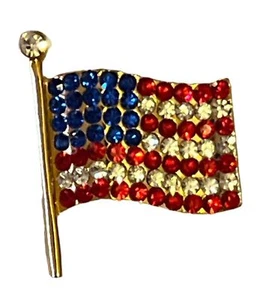 American Flag Pin, Rhinestone Flag Pin - Picture 1 of 2