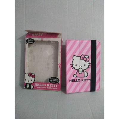 NOS Hello Kitty 7" Universal Tablet Case Pink Stripes Kindle Fire Samsung Galaxy - Image 1 of 4
