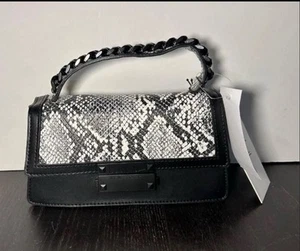 Nicole Miller Snakeskin Mini Crossbody/Handbag/Purse Black/White - Picture 1 of 11