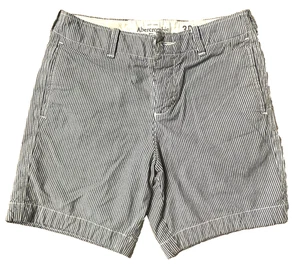 Abercrombie & Fitch Shorts Mens 30 Navy & Cream Striped Button Fly Preppy Y2K - Picture 1 of 8