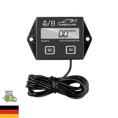 Digital LCD Drehzahlmesser Betriebsstundenzähler Tachometer Anzeige Für Motorrad - Bild 1 von 4