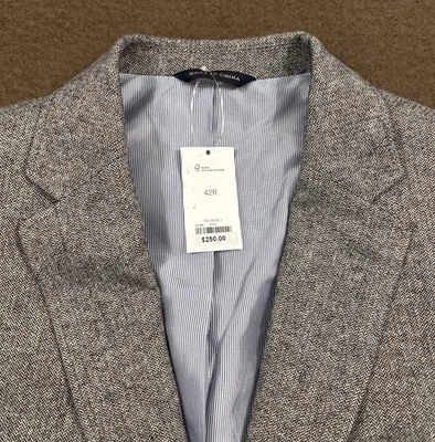 NWT BANANA REPUBLIC Mens Gray Herringbone Cotton Sport Coat Blazer Jacket 42R - Image 1 of 4