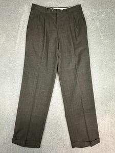 Men’s Dark Gray Check Wool Dress Pants Slates Dockers 34 X 33 Pleated - Picture 1 of 12