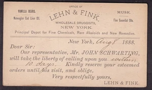 Cartolina postale 1888 Lehn & Fink NY - Vaniglia Beans/Olio di fegato di merluzzo/muschio/alcaoidi - Foto 1 di 2