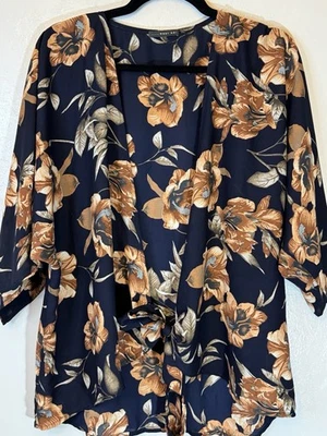 West Kei ONE SIZE Tie Front Blouse Or Short Kimono   Gorgeous Colors!! PTP 24 In - Image 1 of 4