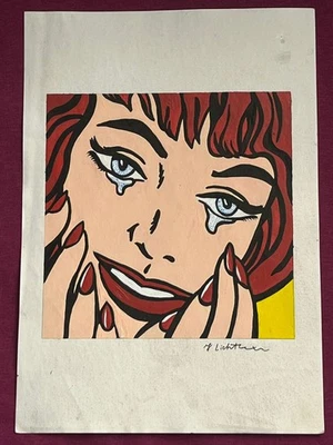Pintura Roy Lichtenstein sobre papel antiguo firmada estampada vintage Foto 1 de 3