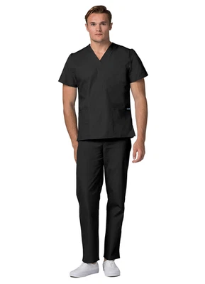 Adar Men's Medical Nursing Doctor Scrub Set Uniform V-neck Shirt & Pants - Image 1 of 4
