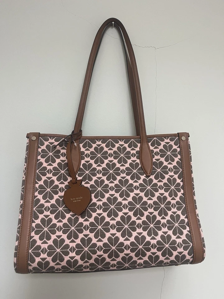 Kate Spade Floral Jacquard Pink And Leather Tote Bag - Image 1 of 4