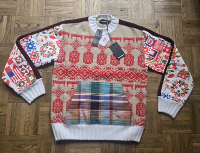 Dsquared2 Crew-Neck Wool Blend Jumper Sweater Multi-texture &  Color Sz S $1910 - Image 1 of 4