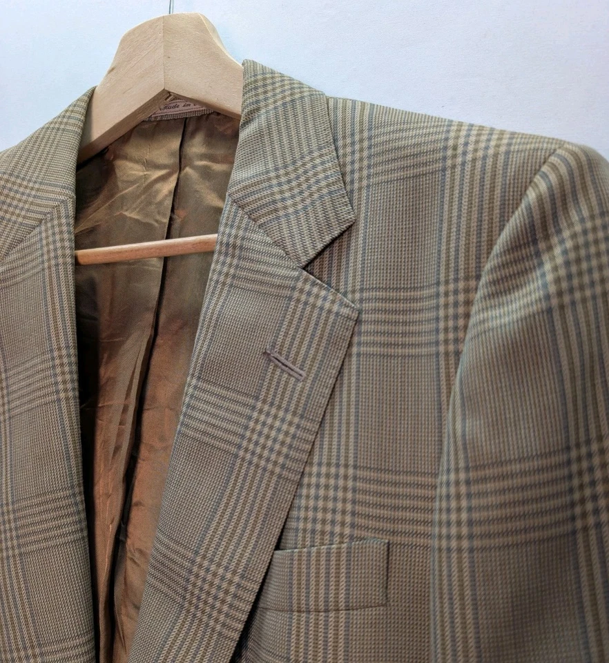 Jaqueta de lã vintage Chester Barrie London Bullock & Jones Glen Check 100% nova 39R - Imagem 1 de 4