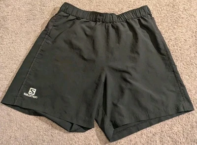 Шорты беговые мужские Salomon короткие с подкладкой 5 дюймов черные средние - Изображение 1 из 4